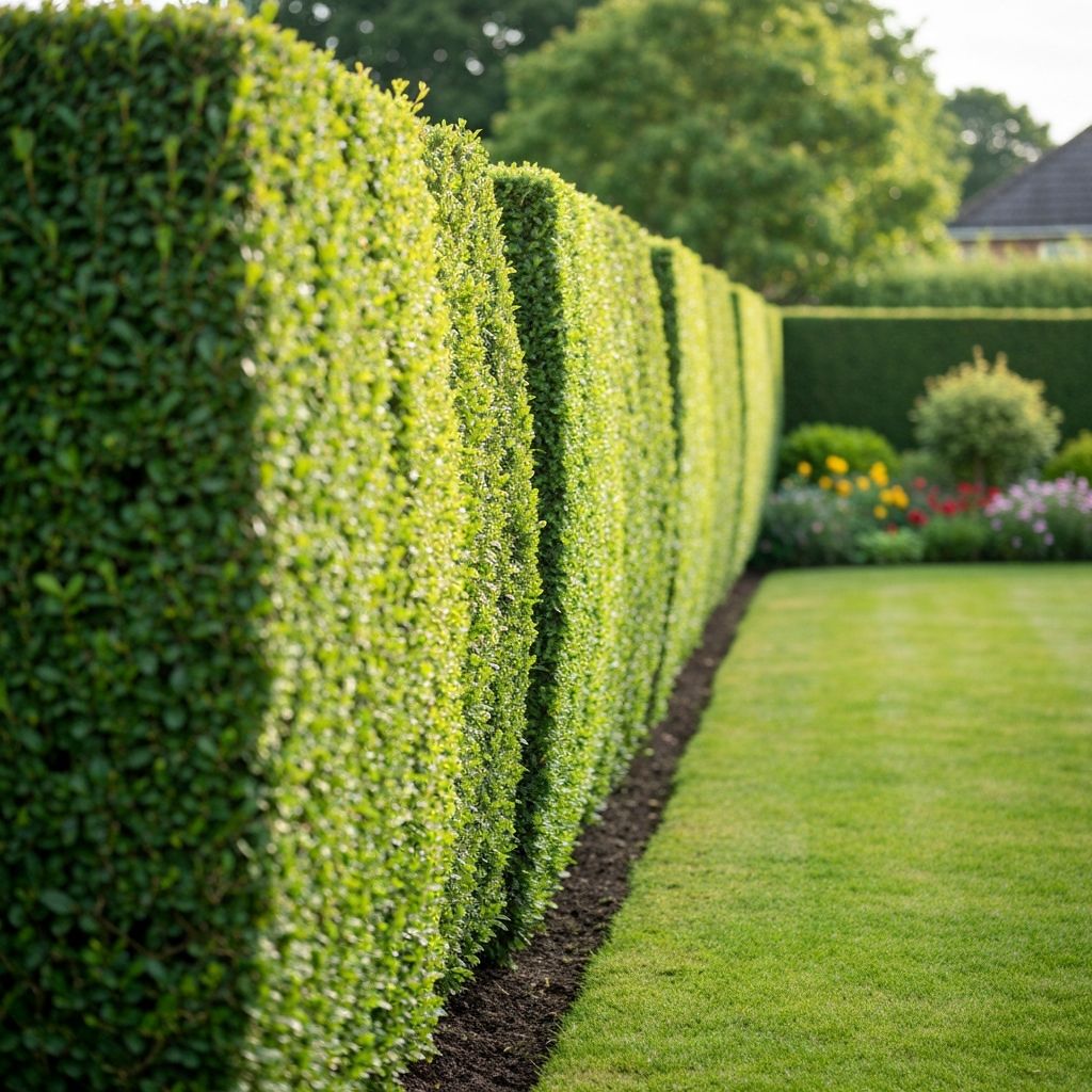 Neatly trimmed hedges